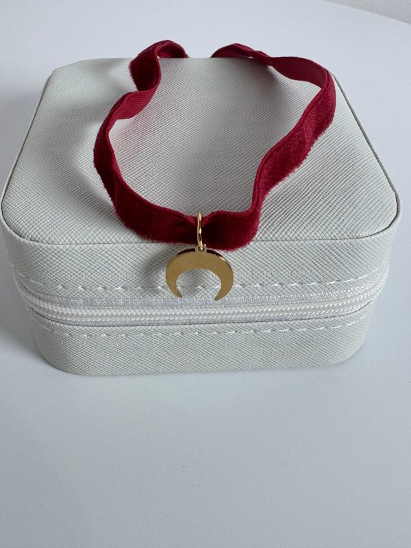 Choker terciopelo burdeos luna