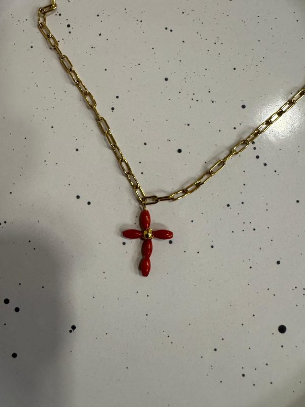 Cruz piedra coral mini