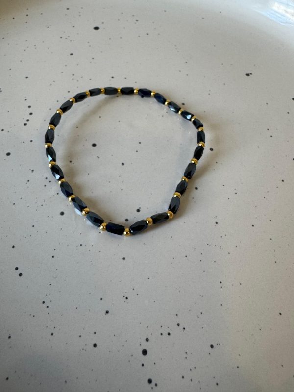 Pulsera cristalito negra brillo