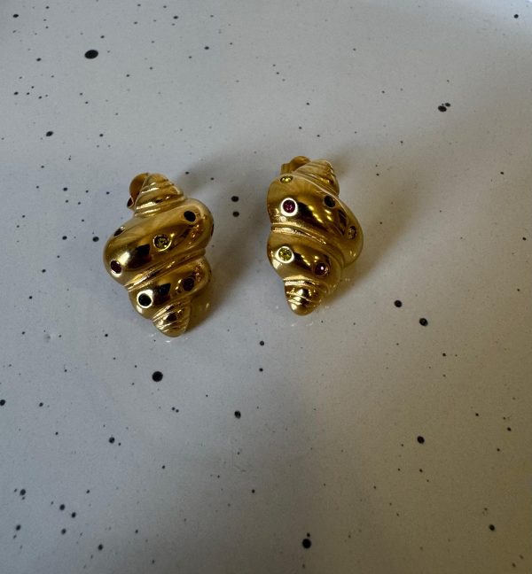 Pendientes caracola piedra colores