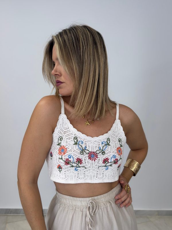 Camiseta crochet floral