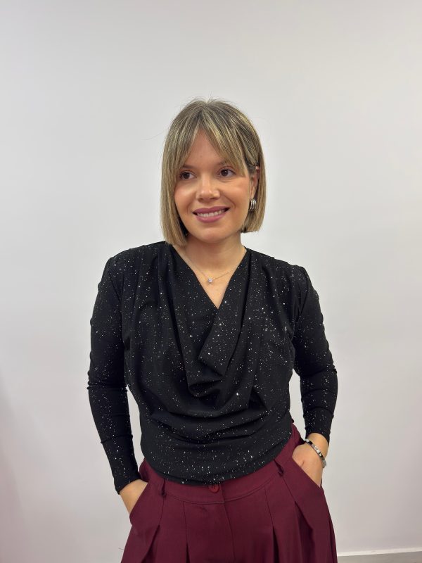 Blusa brillos frunce